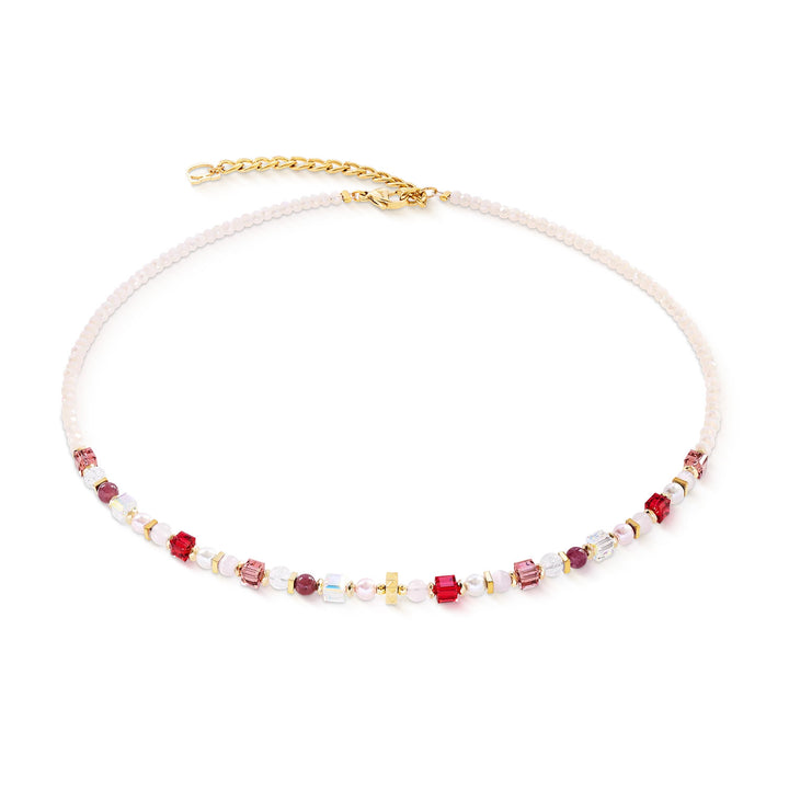 cdl mini geocube crystal rosso collana oro