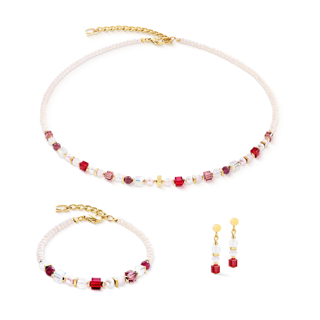 cdl mini geocube crystal rosso collana oro