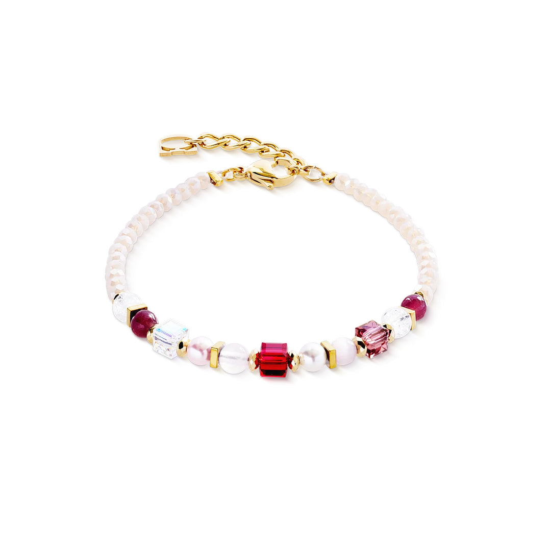 cdl mini geocube crystal rosso bracciale oro