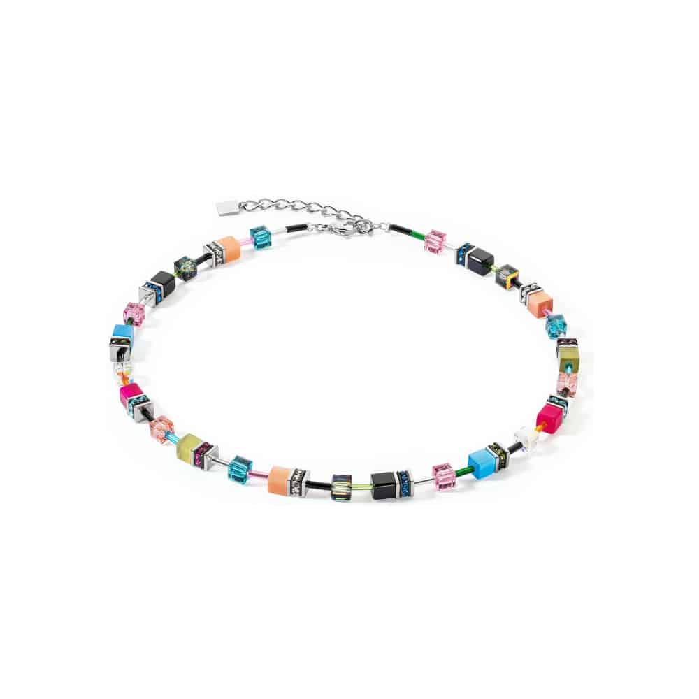 2838/10-1568 Geocube multicolor fancy necklace sil