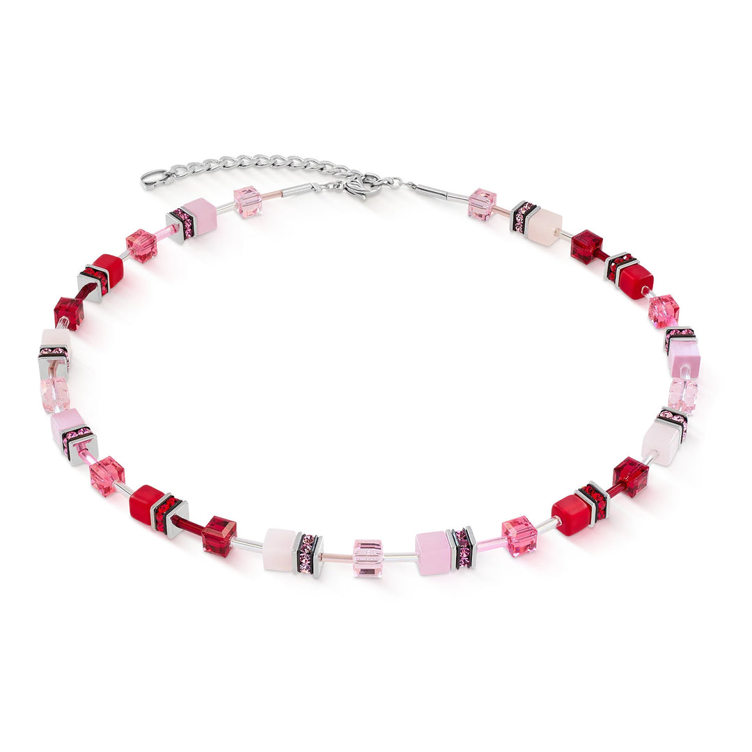 cdl geocube rosa rosso collana argento