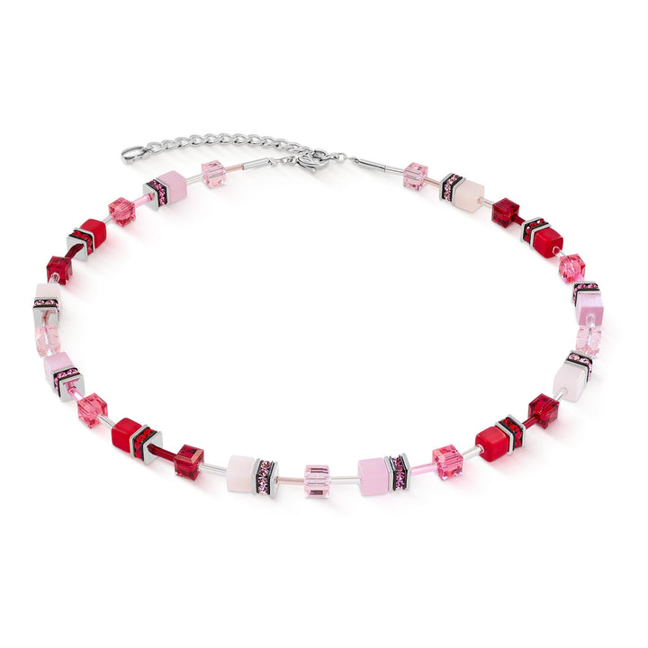 cdl geocube rosa rosso collana argento