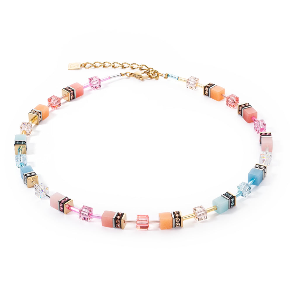 2838/10-2028 cdl geocube water-apricot gold necklace
