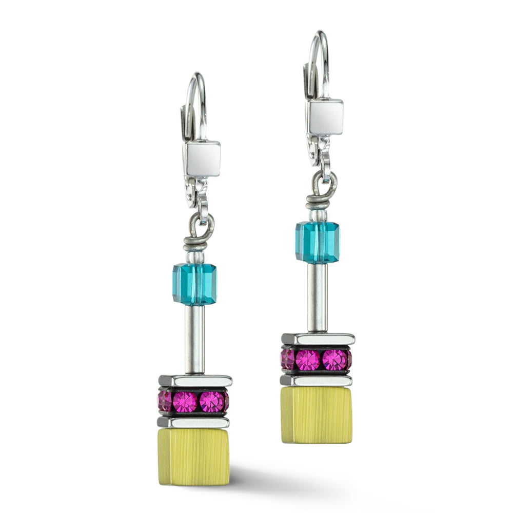 2838/20-1568 Geocube multicolor fancy earrings silver