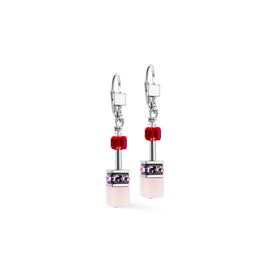 cdl geocube rosa rosso orecchini argento