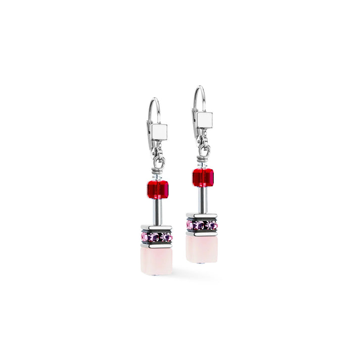 cdl geocube rosa rosso orecchini argento