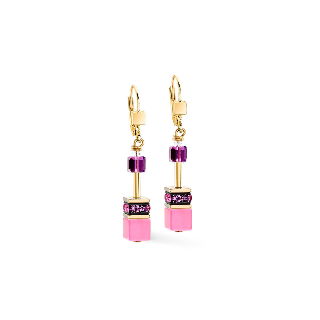cdl geocube rosa viola orecchini oro