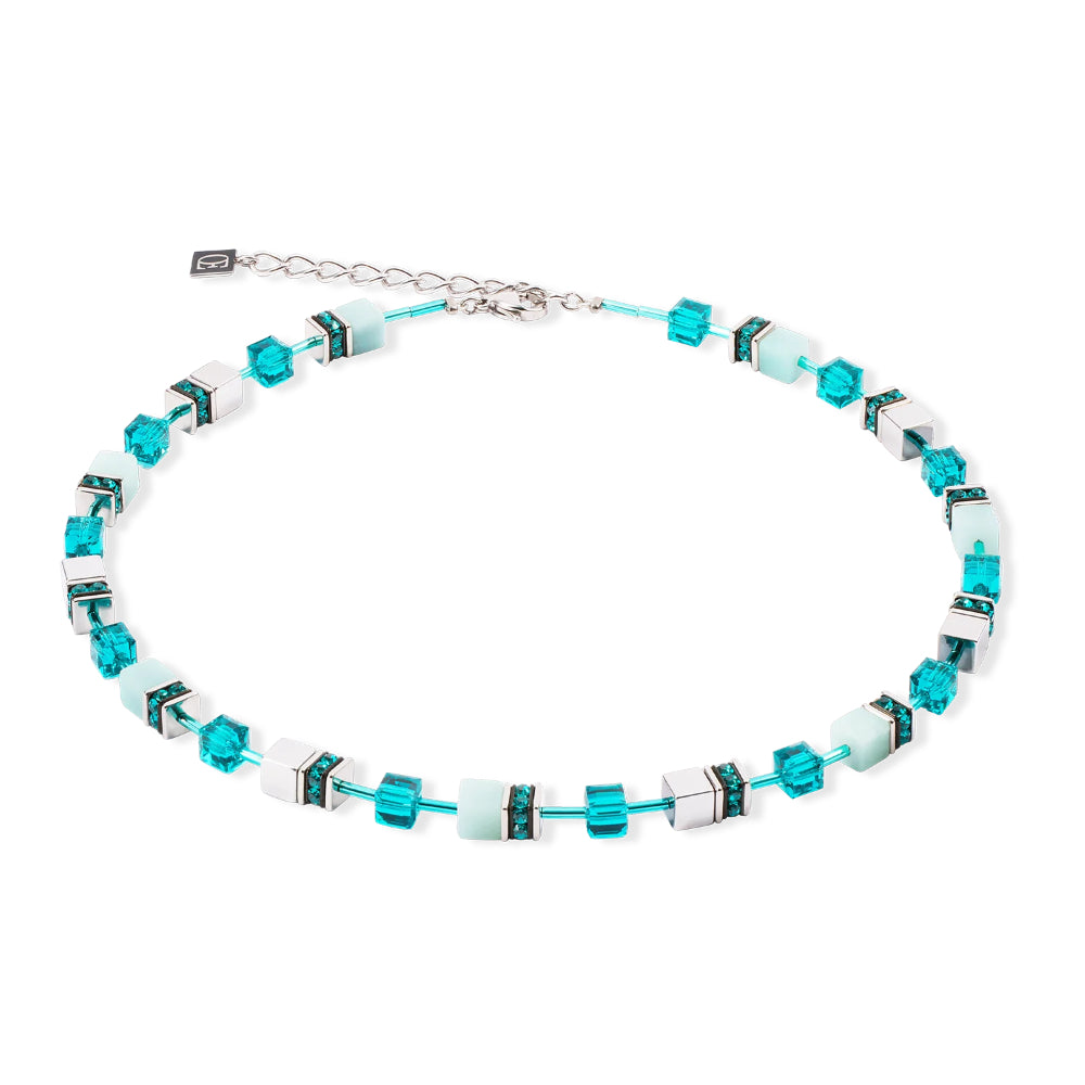 4010/10-0548 cdl geocube teal silver necklace