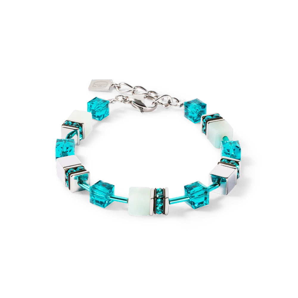 4010/30-0548 cdl geocube teal silver bracelet