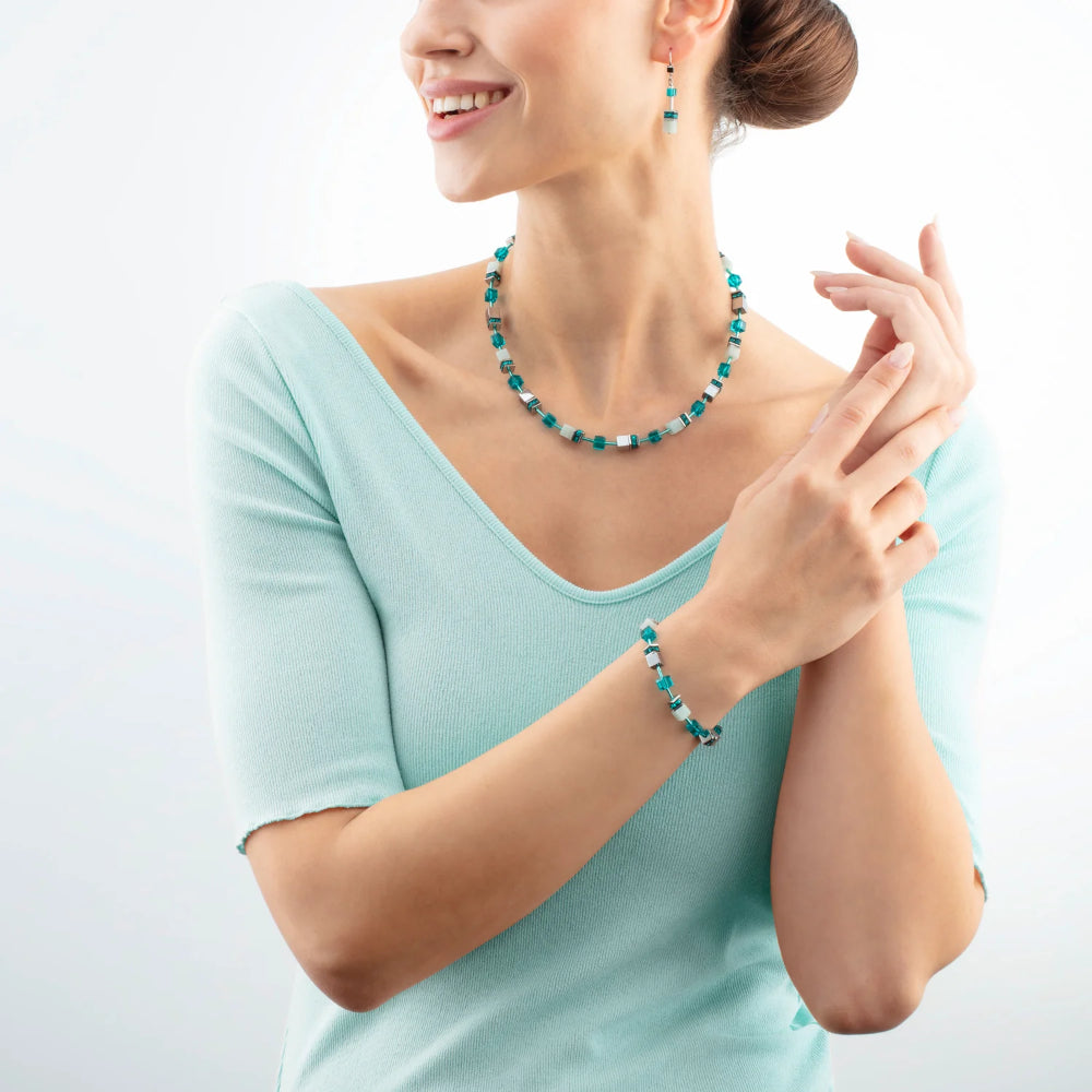 4010/30-0548 cdl geocube teal silver bracelet