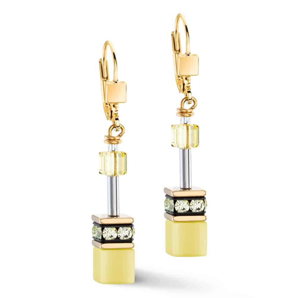 4020/20-0120 Geocube yellow gold earrings