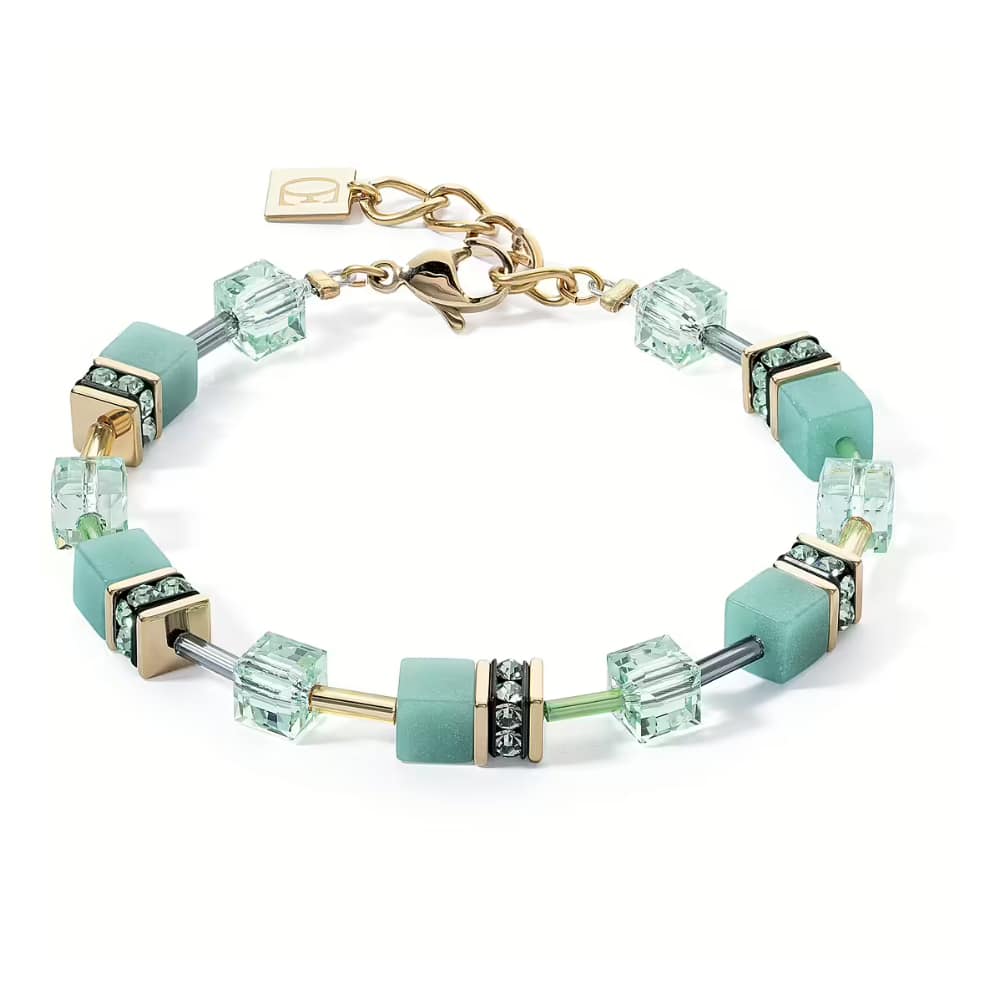 4020/30-0533 Geocube aqua green gold bracelet