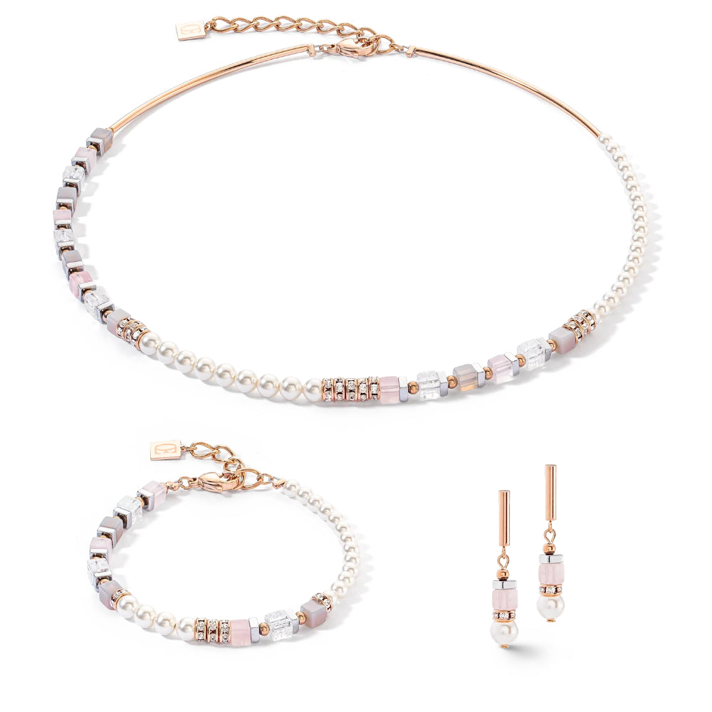 collana precious fusion offset oro rosa e rosa ghiaccio