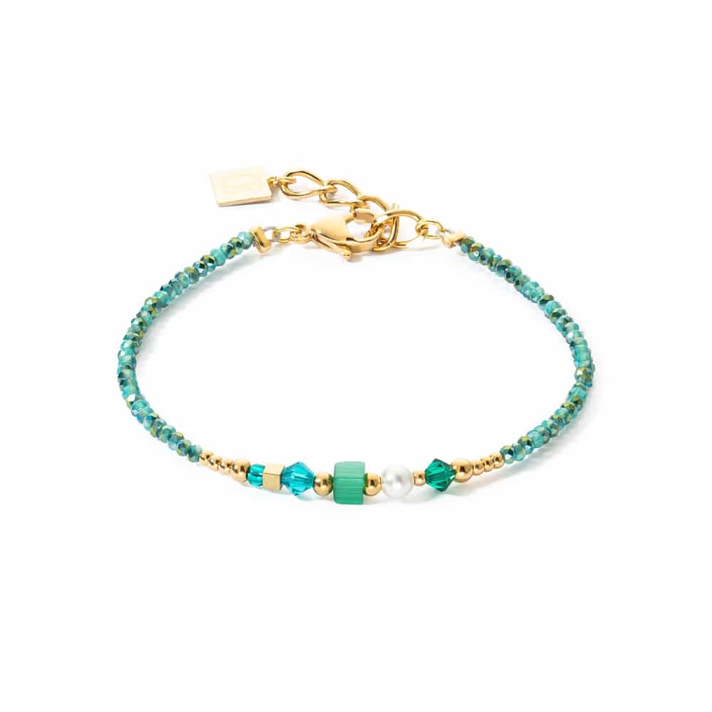 4355/30-0516 gold-green square stripes bracelet