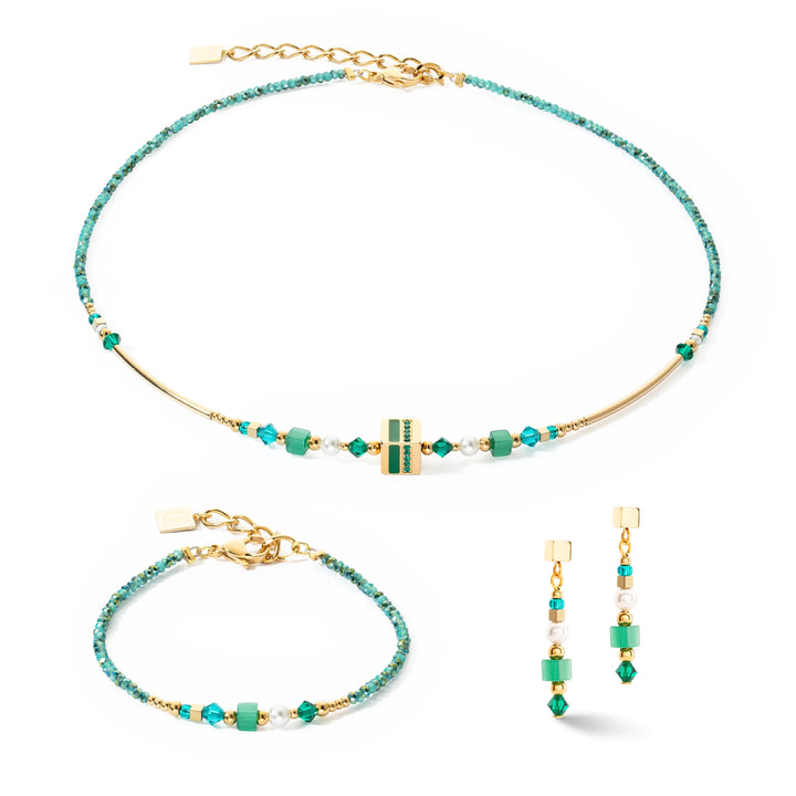 4355/30-0516 gold-green square stripes bracelet