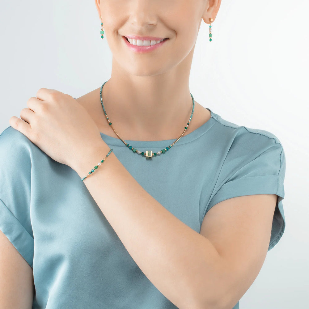 4355/30-0516 gold-green square stripes bracelet