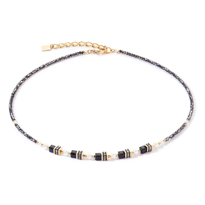 4567/10-1300 gold-black sparkling princess necklace