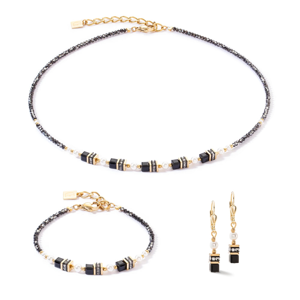 4567/10-1300 gold-black sparkling princess necklace