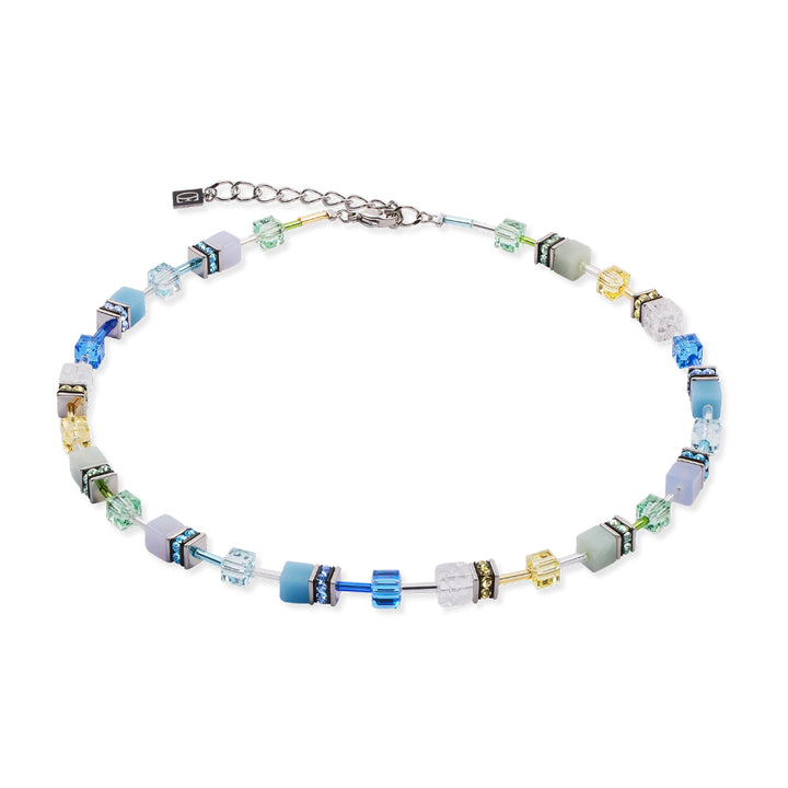 4905/10-2005 cdl geocube water-green silver necklace