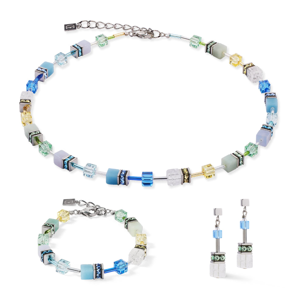 4905/10-2005 cdl geocube water-green silver necklace