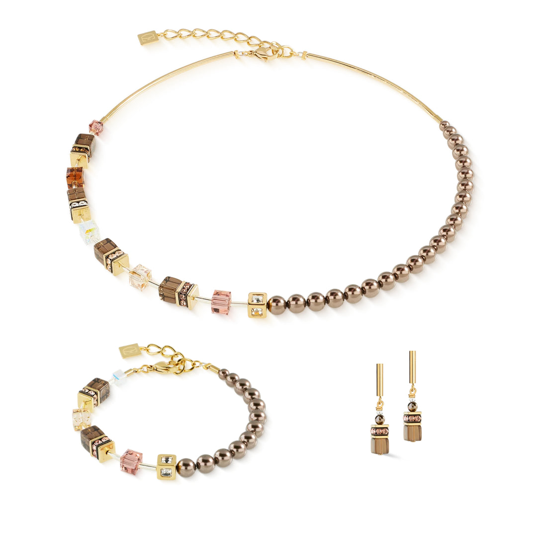Collana GeoCUBE® Precious Fusion Pearls Mocha Mousse