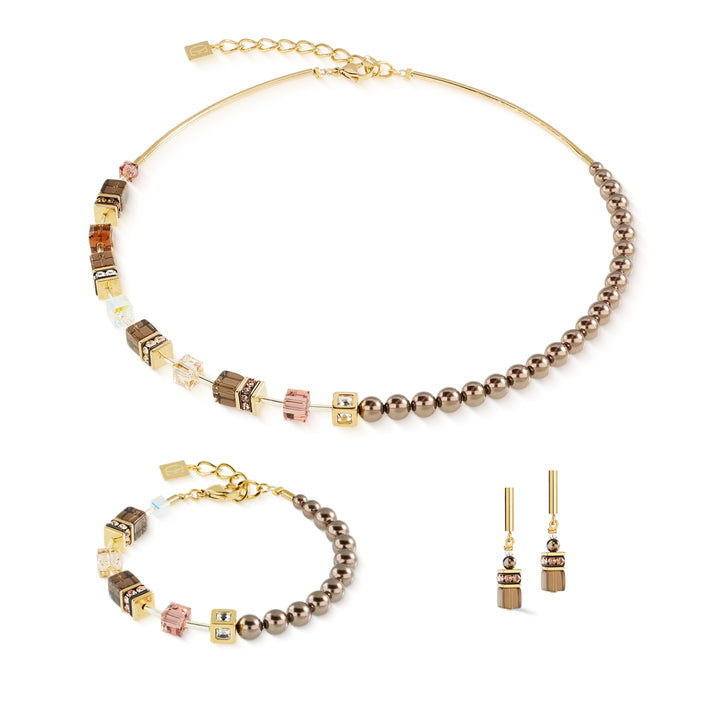 Collana GeoCUBE® Precious Fusion Pearls Mocha Mousse