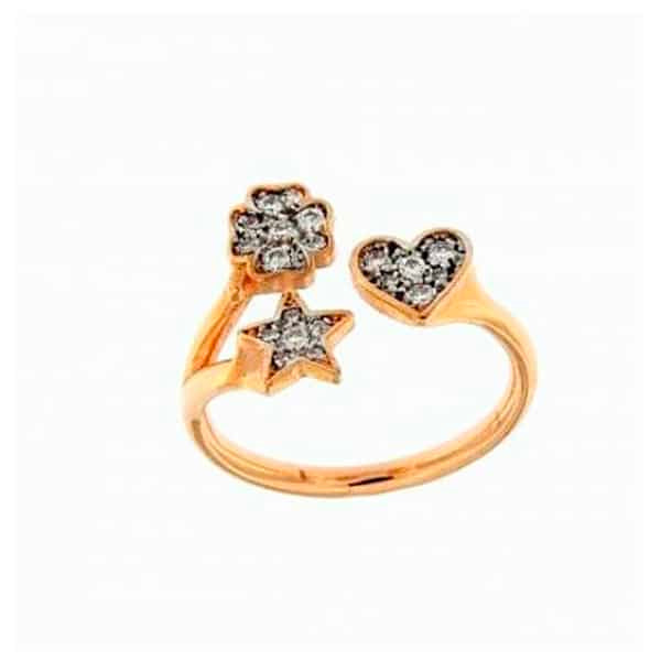 ANZ003W ANELLO TRIS ZIRCONI BIANCHI