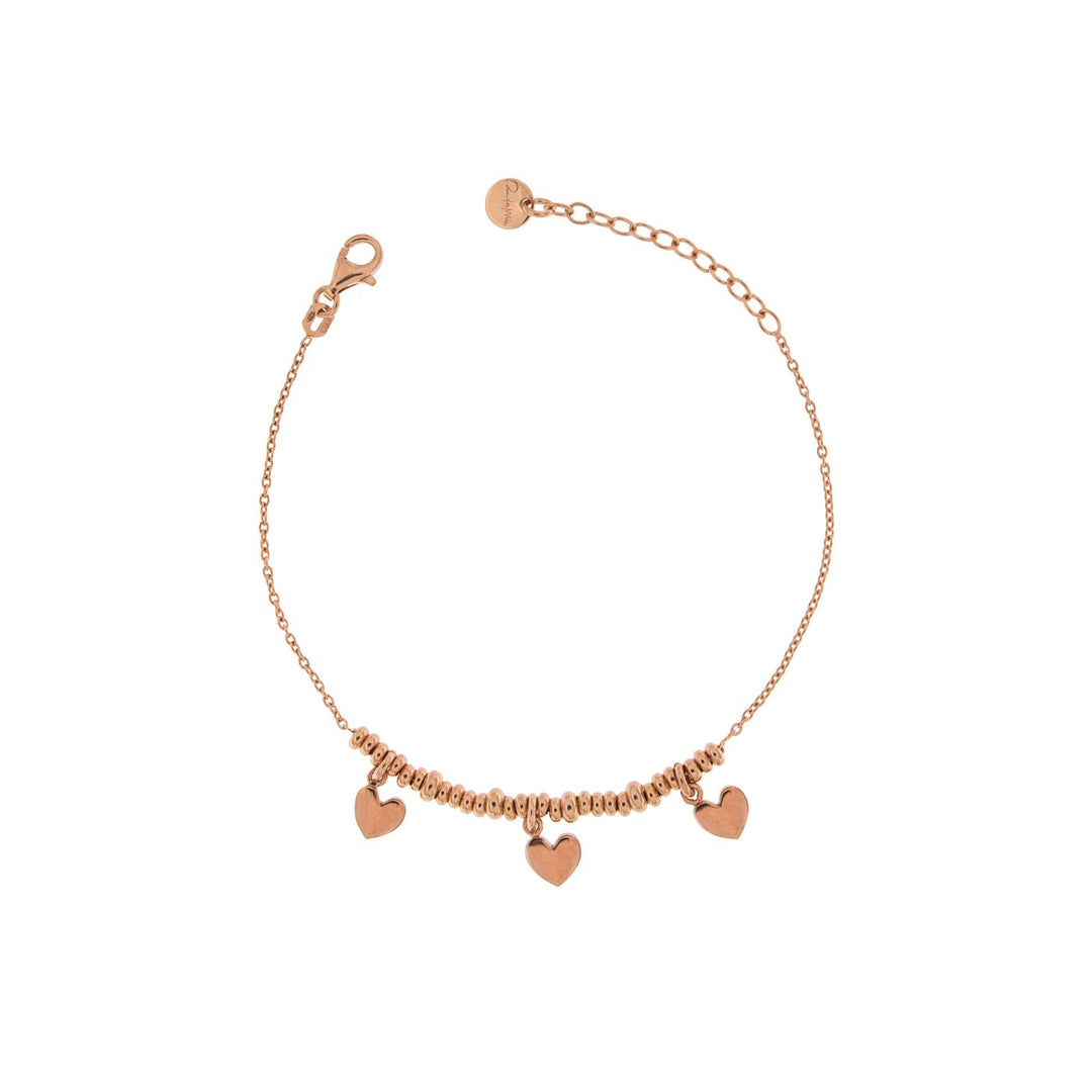 BR-003 CUO BRACCIALE ROSATO CON 3 CUORI