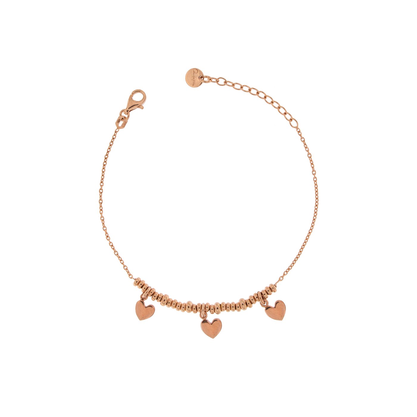 BR-003 CUO BRACCIALE ROSATO CON 3 CUORI