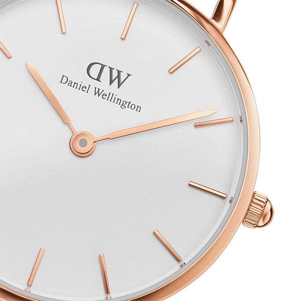DW00100249 DW 28MM ROSE WHITE PETITE BOND WATCH