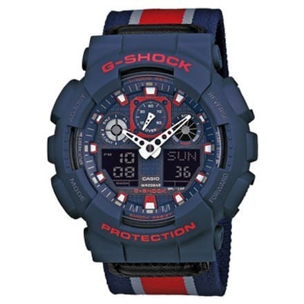 GA-100MC-2AER G-SHOCK CON CINTURINO TELA BLU ROSSO