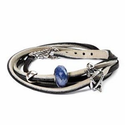 TLEBR-00031 BRACCIALE IN CUOIO NERO/GRIGIO CM 36