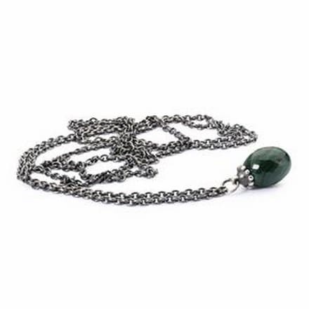 TAGFA-00036 COLLANA D'ARGENTO CON MALACHITE 80 CM