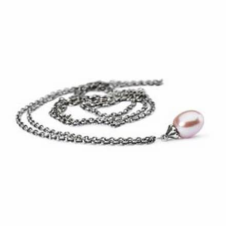 TAGFA-00052 COLLANA FANTASIA CON PERLA ROSA CM.9