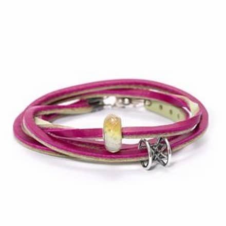 tlebr-00068 BRACCIALE CUOIO MAGENTA/VERDE SALVIA