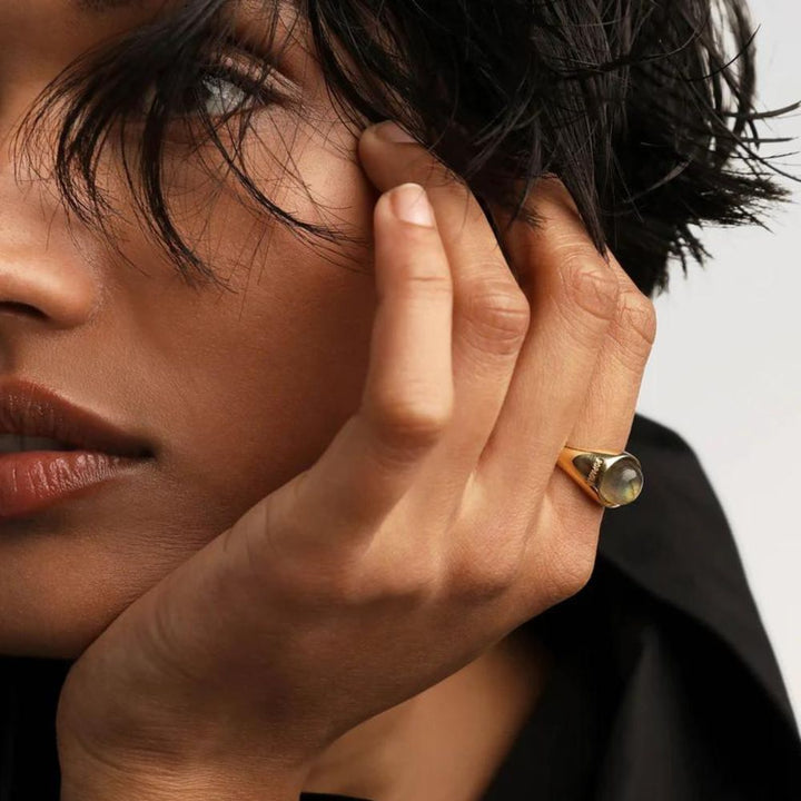 anello labradorite moon gold