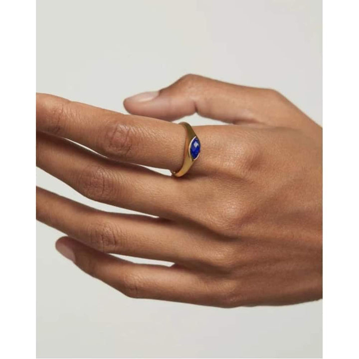 Nomad lapis lazuli stamp ring