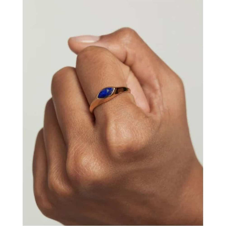 Nomad lapis lazuli stamp ring