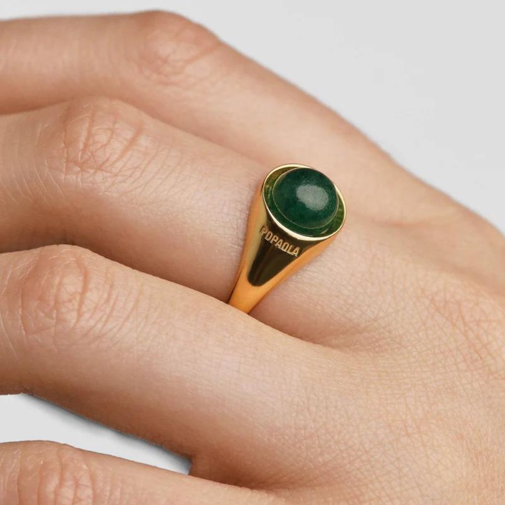 anello avventurina verde gold
