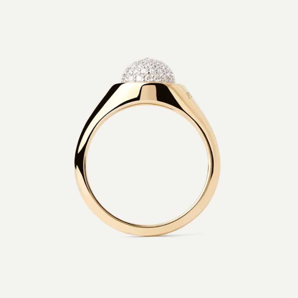 Moon gold pavé ring