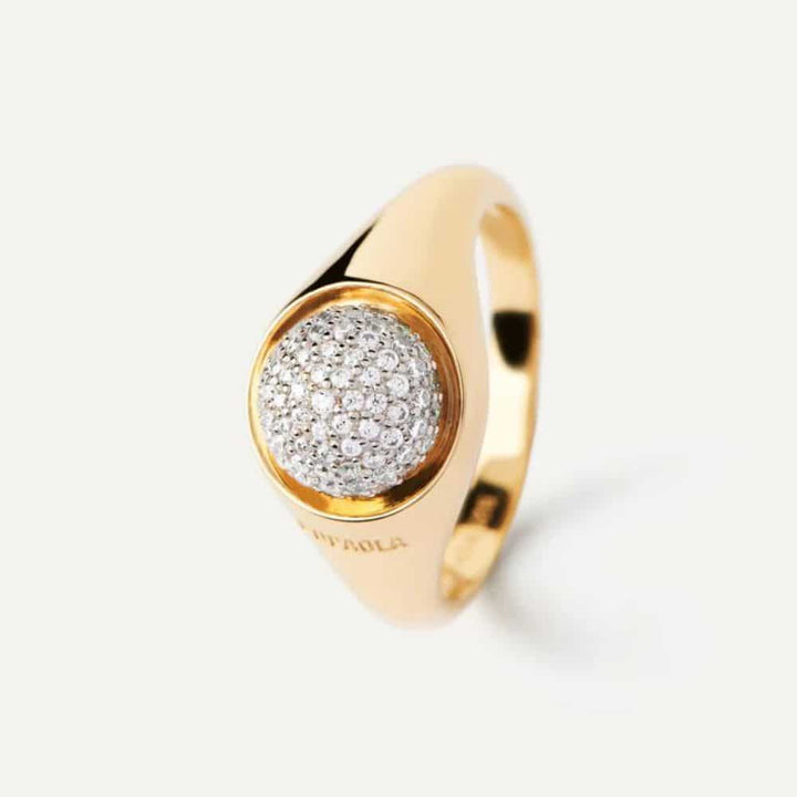 Moon gold pavé ring