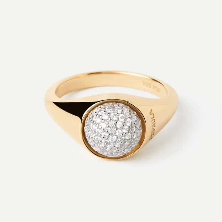 Moon gold pavé ring