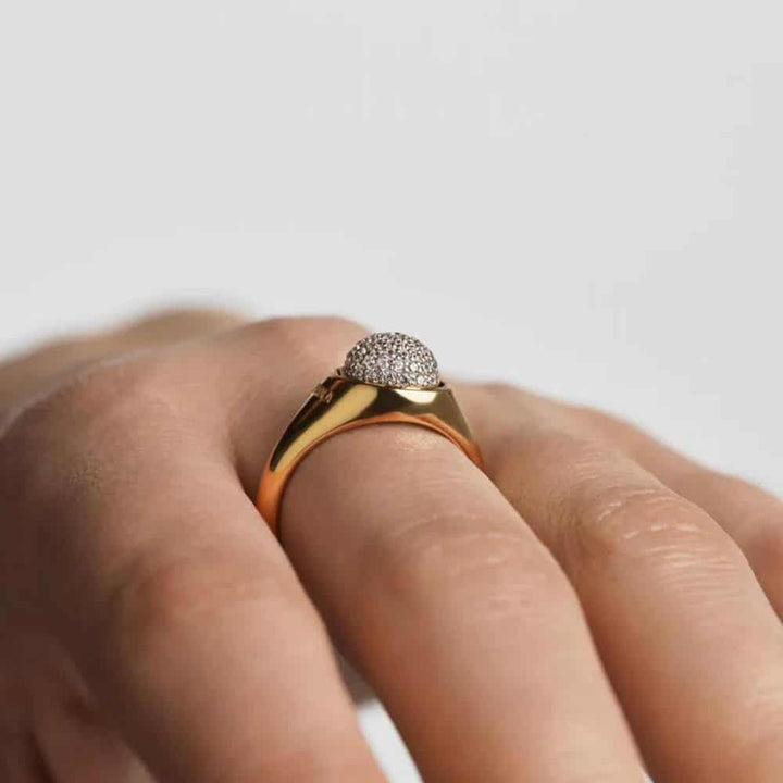 Moon gold pavé ring