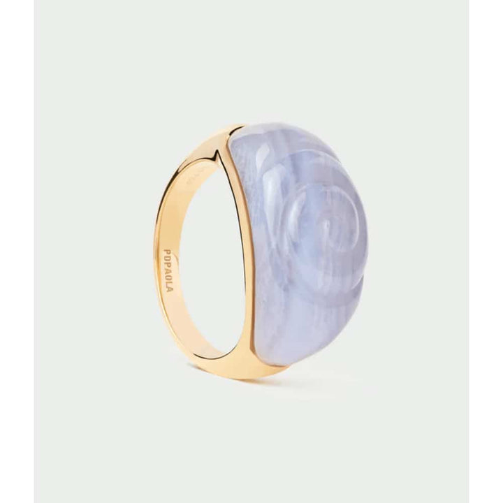 an01-c59-14 blue lace agate shell ring
