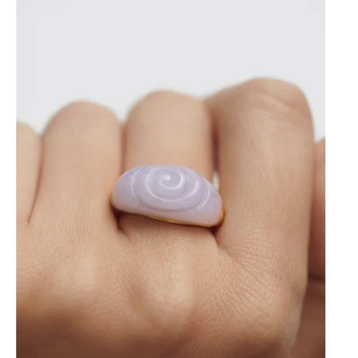 an01-c59-14 blue lace agate shell ring
