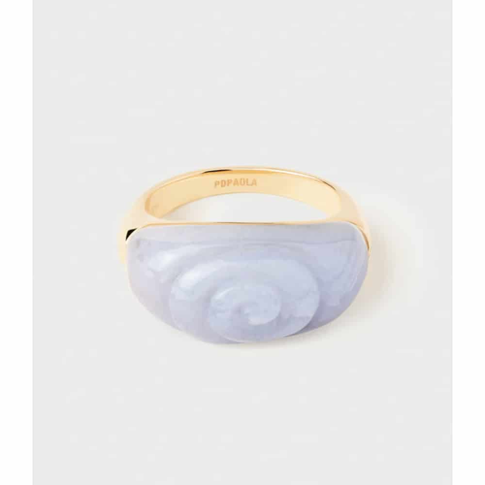 an01-c59-14 blue lace agate shell ring