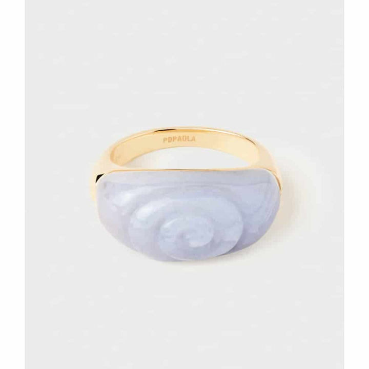 an01-c59-14 blue lace agate shell ring