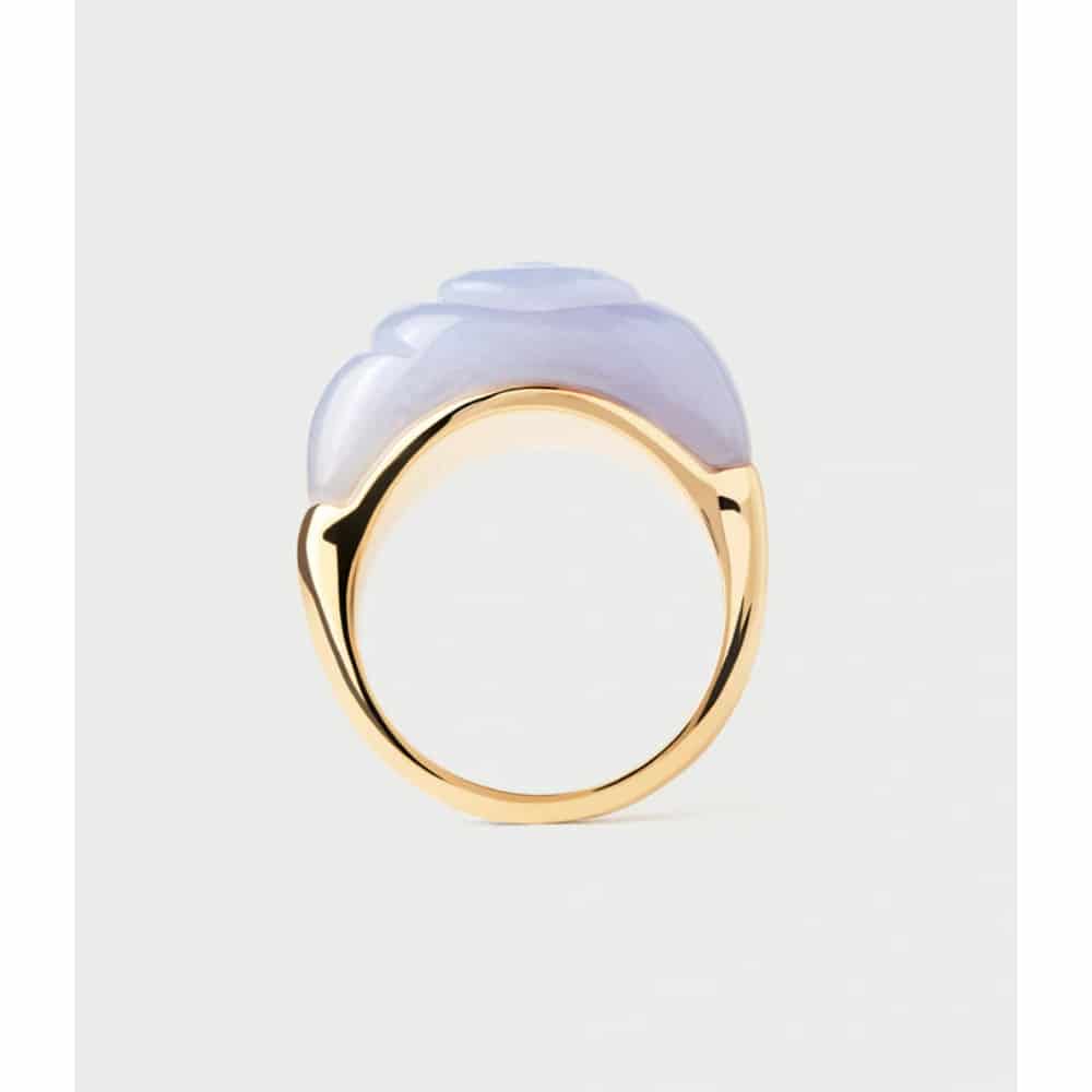 an01-c59-14 blue lace agate shell ring