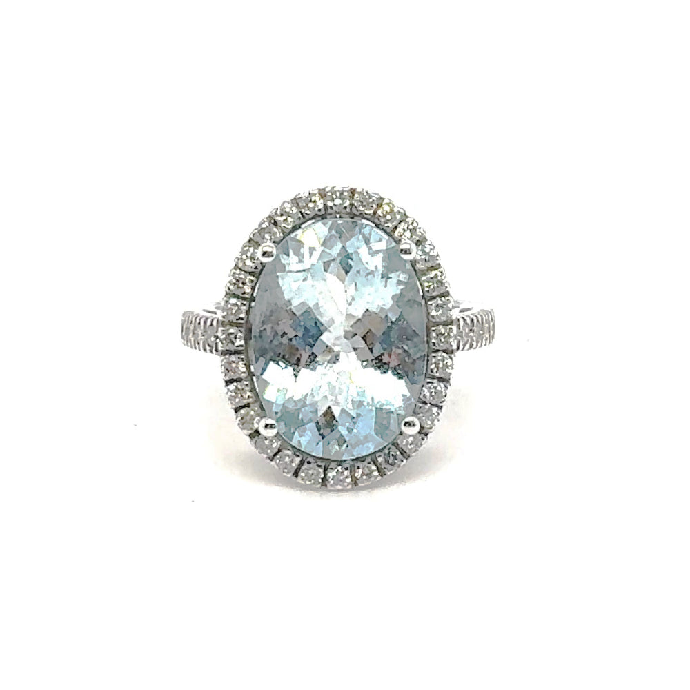 Aquamarine and diamond ring