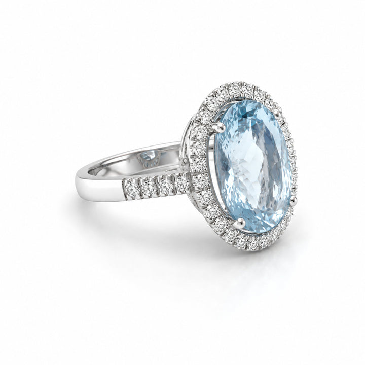 Aquamarine and diamond ring